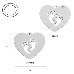 CL-406 HEART Pendant 13,5 x 15,0 mm Sterling Silver 925