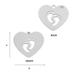 CL-406 HEART Pendant 13,5 x 15,0 mm Sterling Silver 925