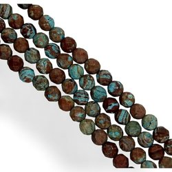 KN-RF-4,0 JAS TRQ Natural stone - round faceted - JASPER TURQUOISE - Strand