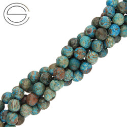 KN-RF-4,0 JAS TRQ Natural stone - round faceted - JASPER TURQUOISE - Strand