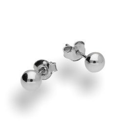 KSKp-4 Silver earrings - ball studs 4mm 925 rhodium