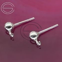 STP-4 Ball earring 4mm with loop SILVER 925/GRAM