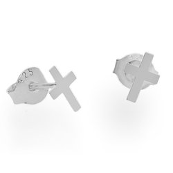 SZT-357 Silver cross stud earring 10mm 925 silver