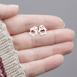 SZT-435 Silver full penguin earrings - 925 silver