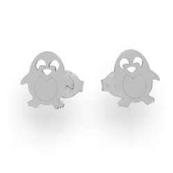 SZT-435 Silver full penguin earrings - 925 silver