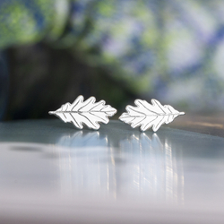 SZT-746 Silver earrings OAK LEAF Sterling Silver 925