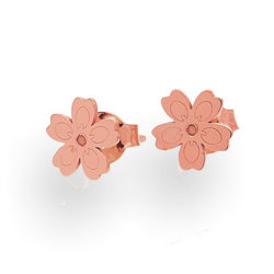 SZTrg-382 silver flower stud- silver 925 rose gold