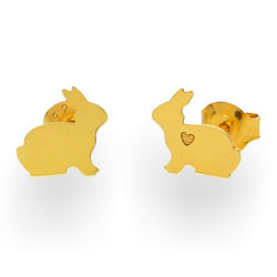 SZTz-423B Silver bunny earrings - silver 925 gold plated