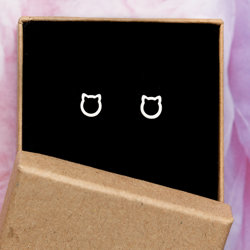 Silver cat earrings - silver 925