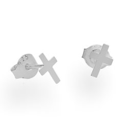 Silver cross stud earrings 7mm - 925 silver