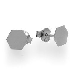 Silver honeycomb earrings 7mm - RHODIUM