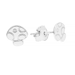 SZT-754 Silver earrings MUSHROOM TEADSTOOL - Sterling Silver 925