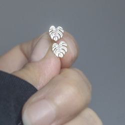 SZT-750 Silver earrings MONSTERA LEAF - Sterling Silver 925