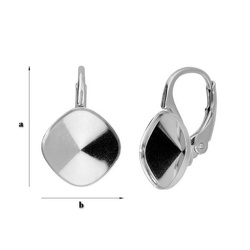 BAP-85/10 A Leverbacks for 4470 Square 10mm - Earring Hooks - Sterling Silver 925 Rhodium Plated