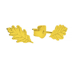 SZTZ-746 Silver earrings OAK LEAF Sterling Silver 925 Gold Plated