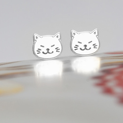 SZT-737 Silver earrings CAT CATS  - Sterling Silver 925