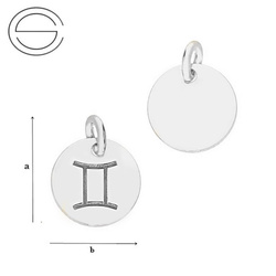 CL-582 GEMINI Zodiac Pendant 9,0 mm Sterling Silver 925