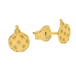 SZTZ-757 Silver earrings CHRISTMAS BALL - Sterling Silver 925 Gold Plated