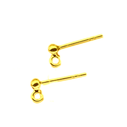 STWZ-3 Ball earring 3mm with loop SILVER 925 GOLD PLATED