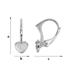 BAP-69/6 Leverbacks for 2808 Heart 6mm - Earring Hooks - Sterling Silver 925 Rhodium Plated