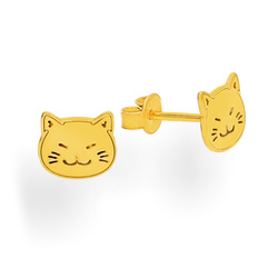 SZTZ-737 Silver earrings CAT CATS  - Sterling Silver 925 Gold Plated