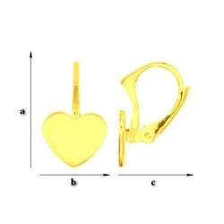 BAZ-69/10 Leverbacks for 2808 Heart 10mm - Earring Hooks - Sterling Silver 925 Gold Plated