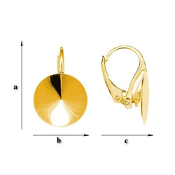 BAZ-43/12 Leverbacks for 1122 Rivoli 12mm - Earring Hooks - Sterling Silver 925 Gold Plated