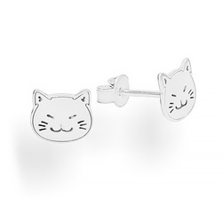 SZT-737 Silver earrings CAT CATS  - Sterling Silver 925