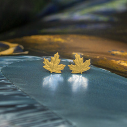 SZTZ-751 Silver earrings MAPLE LEAF - Sterling Silver 925 Gold Plated