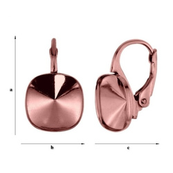 BARG-85/10 Leverbacks for 4470 Square 10mm - Earring Hooks - Sterling Silver 925 Rose Gold Plated