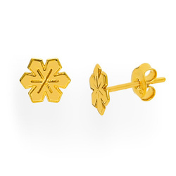 SZTZ-696 Silver earrings SNOWFLAKE - Sterling Silver 925 Gold Plated