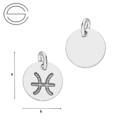 CL-587 PIESCES Zodiac Pendant 9,0 mm Sterling Silver 925