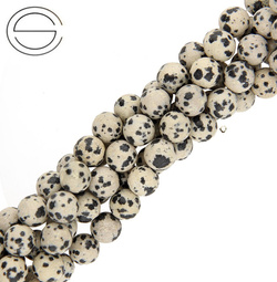 KN-RS-8,0 JAS DAL Natural stone - round smooth - DALMATIAN JASPER - Strand