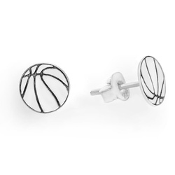 SZT-263 Silver stud earrings BASKETBALL - SILVER 925