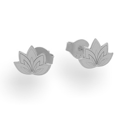 SZTP-340 Silver earrings LOTUS FLOWER - Sterling Silver 925 Rhodium Plated