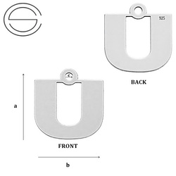 CL-213U Zawieszka Alfabet Literka U Srebro pr. 925