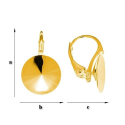 BAZ-43/14 Leverbacks for 1122 Rivoli 14mm - Earring Hooks - Sterling Silver 925 Gold Plated