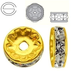 7113 9155/02 GLD Preciosa Rondelle 6mm CRYSTAL - Anti nickel allergenic - Gold Plated