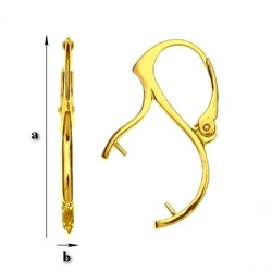 BAZ-26/15 Leverbacks for 15 mm Ball Beads - Earring Hooks - Sterling Silver 925 Gold Plated