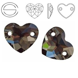 3259 MM 12 Swarovski Heart Sew-on SILVER NIGHT