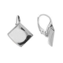 BA-44/10 Leverbacks for flat square stones 10mm - Earring Hooks - Sterling Silver 925 / gram