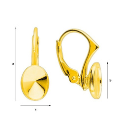 BAZ-99/8 Leverbacks for 4122 Oval Rivoli 8mm - Earring Hooks - Sterling Silver 925 Gold Plated