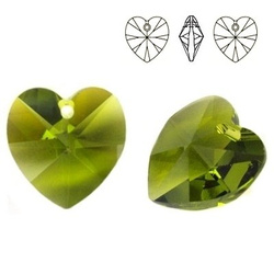 6228 MM 14 Swarovski Heart OLIVINE