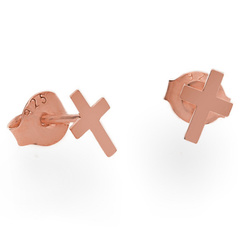 SZTrg-357 Silver cross stud earring 10mm 925 silver rose gold