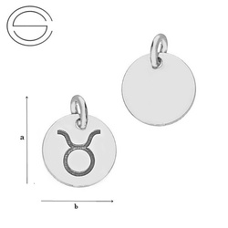 CL-580 TAURUS Zodiac Pendant 9,0 mm Sterling Silver 925