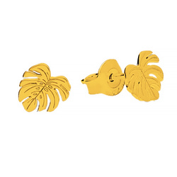 SZTZ-750 Silver earrings MONSTERA LEAF - Sterling Silver 925 Gold Plated