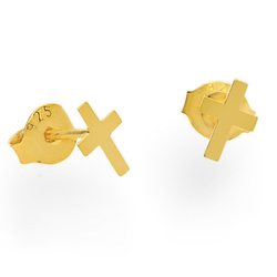 SZTz-357 Silver cross stud earring 10mm 925 silver gold plated