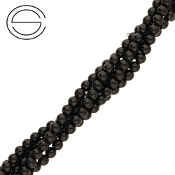 KN-RS-3,0 ONBL Natural stone - round smooth - BLACK ONYX - Strand