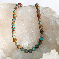 KN-RF-4,0 JAS TRQ Natural stone - round faceted - JASPER TURQUOISE - Strand