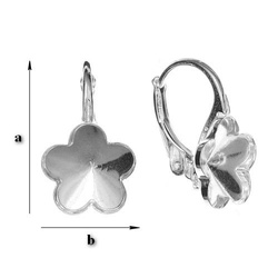 BAP-57 Leverbacks for 4744 Flower 10mm - Earring Hooks - Sterling Silver 925 Rhodium Plated